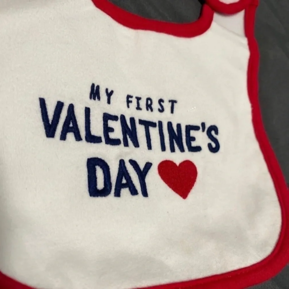 Valentine's Day Baby Bib - Red and White